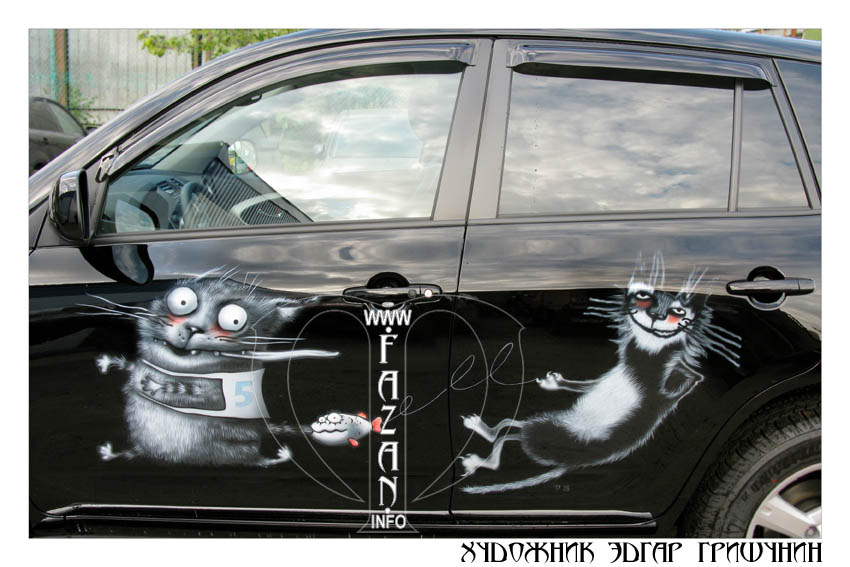 Аэрография автомобиля Toyota RAV4. Коты. Фото 02.