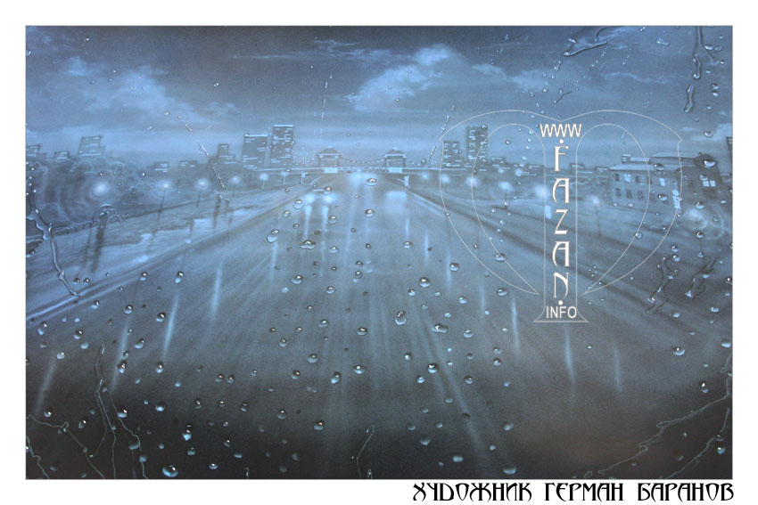 Аэрография на синем автомобиле Land Rover Discovery 4. Капли дождя. Фото 24.