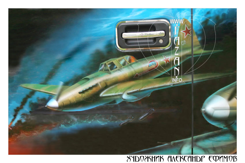 Аэрография на тему Великой Отечественной войны на автомобиле Hummer H2. Фото 18.