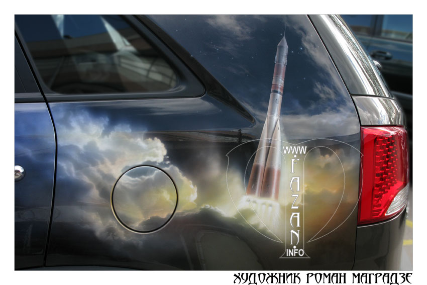 Аэрография "Гагарин" на  автомобиле KIA SORENTO, фото 04.