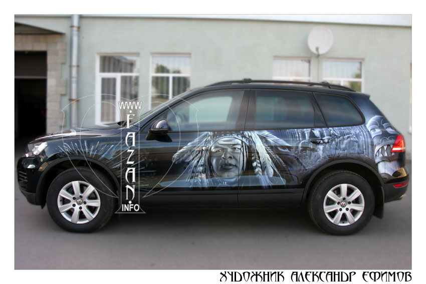 Аэрография на Volkswagen Touareg по мотивам фильма "Мертвец", фото 01.