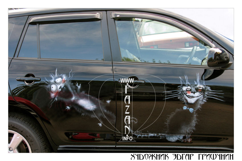 Аэрография автомобиля Toyota RAV4. Коты. Фото 14.