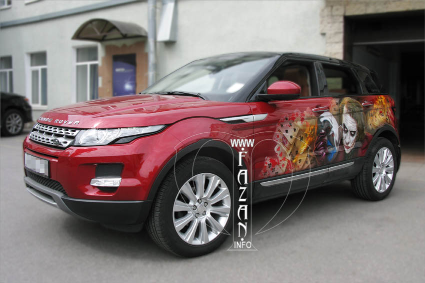 Аэрография Джокер на красном Range Rover Evoque, фото 01.