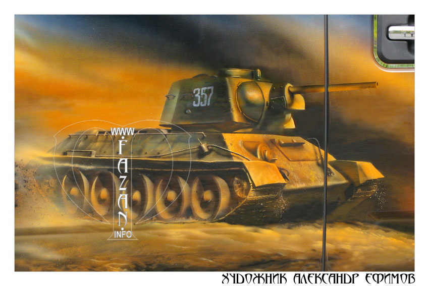 Аэрография на тему Великой Отечественной войны на автомобиле Hummer H2. Фото 10.