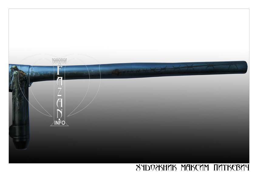 Аэрография на маркере для пейнтбола по мотивам игры Сталкер. Фото 07.