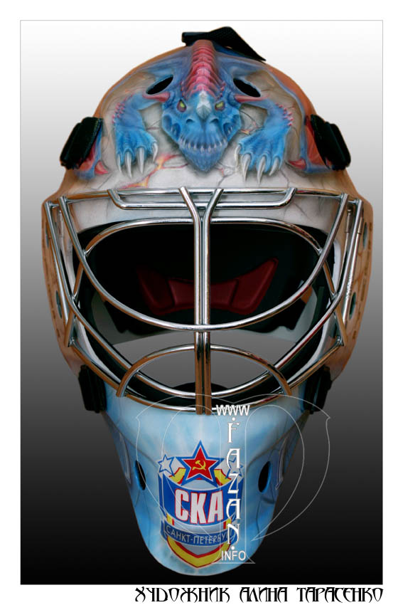 Аэрография на хоккейный шлем вратаря. Фото 01.