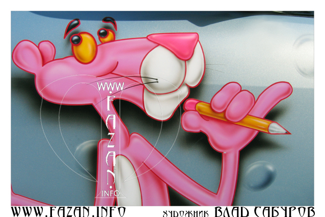 Аэрография  по мотивам мультфильма "The Pink Panther" автомобиля Lexus RX350. Фото 18.